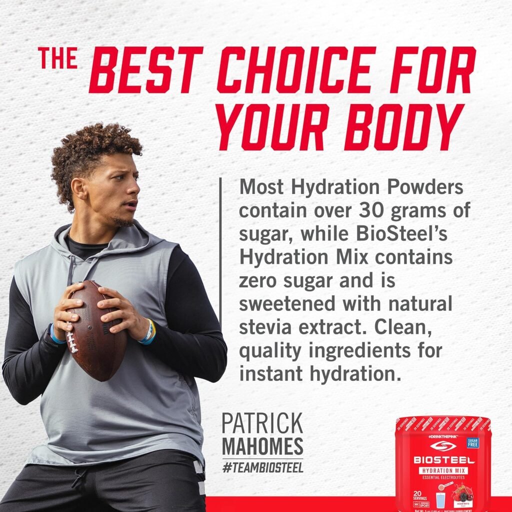 BioSteel Zero Sugar Hydration Mix, Great Tasting Hydration with 5 Essential Electrolytes, Mixed Berry Flavor, 20 Servings per Tub