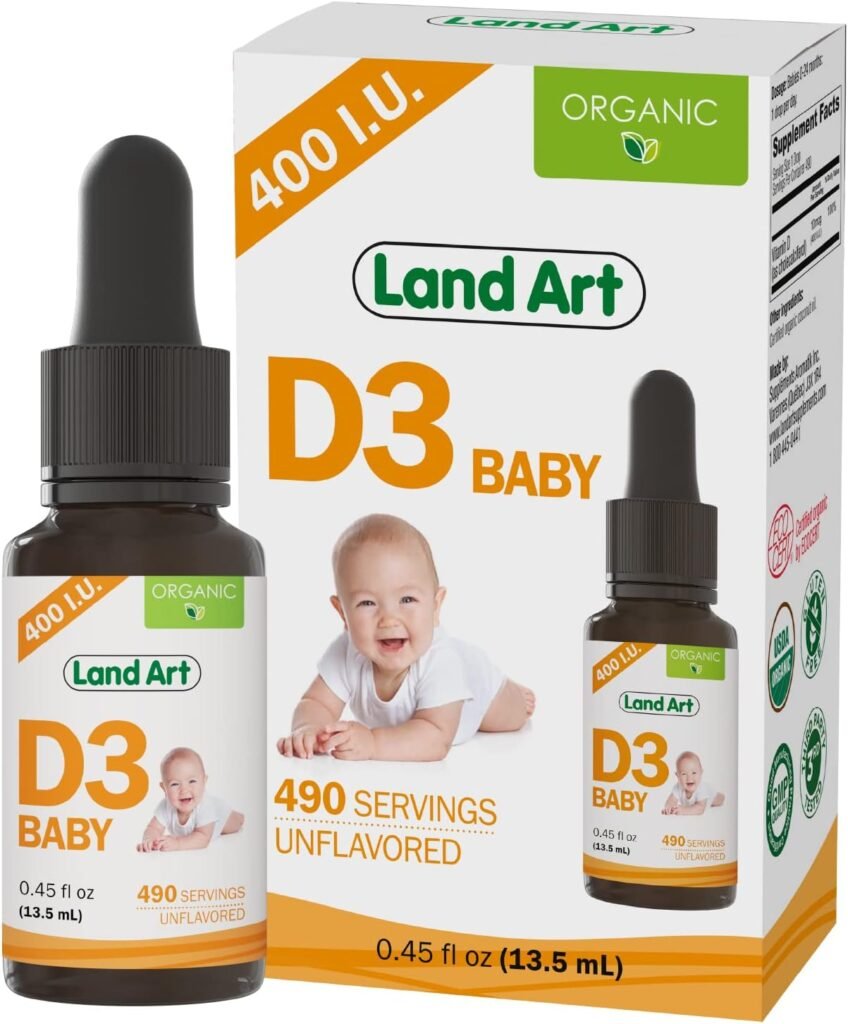 Certified Organic Vitamin D3 Drops - for Baby - 400 IU per Drop - 490 Servings - Development and Maintenance of Bones and Teeth - GMO Free - Gluten Free – 0.45 fl oz (13.5 ml) - Pack of 2