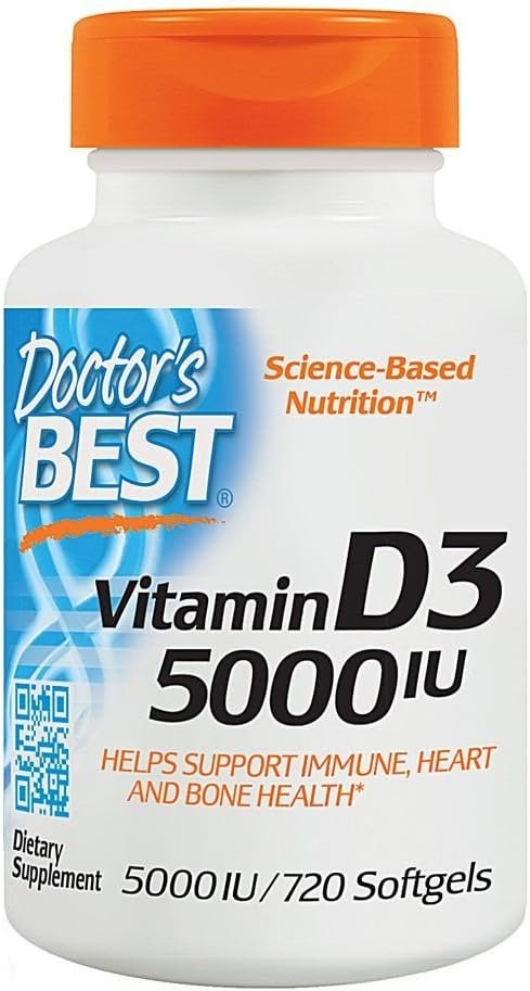 DoctorS Best Vitamin D3, Capsule 5, 000 Iu for Healthy Bones, Teeth, Heart  Immune Support, Non-GMO, Gluten-Free, Soy Free, 720 Count (Pack of 1)