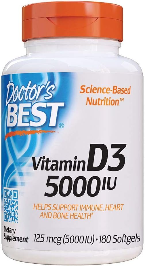 DoctorS Best Vitamin D3, Capsule 5, 000 Iu for Healthy Bones, Teeth, Heart  Immune Support, Non-GMO, Gluten-Free, Soy Free, 720 Count (Pack of 1)