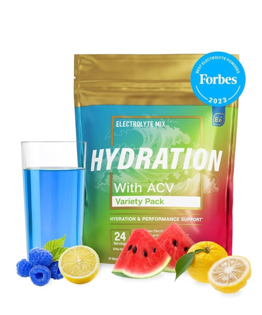 Essential Elements Hydration Packets - Electrolytes Powder Packets Sugar Free - 24 Stick Packs of Electrolytes Powder No Sugar - Electrolyte Water Drink Mix with ACV  Vitamin C - Variety Pack