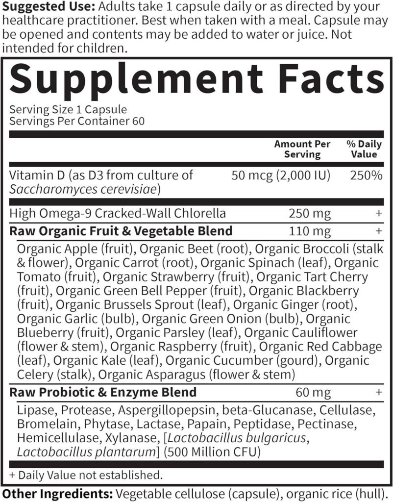 Garden Of Life D3 - Vitamin Code Whole Food Raw D3 Vitamin Supplement, 2000 Iu, Dairy and Gluten Free, Vegetarian, 120 Capsules D3 with Organic Green Cracked Wall Chlorella Plus Probiotics