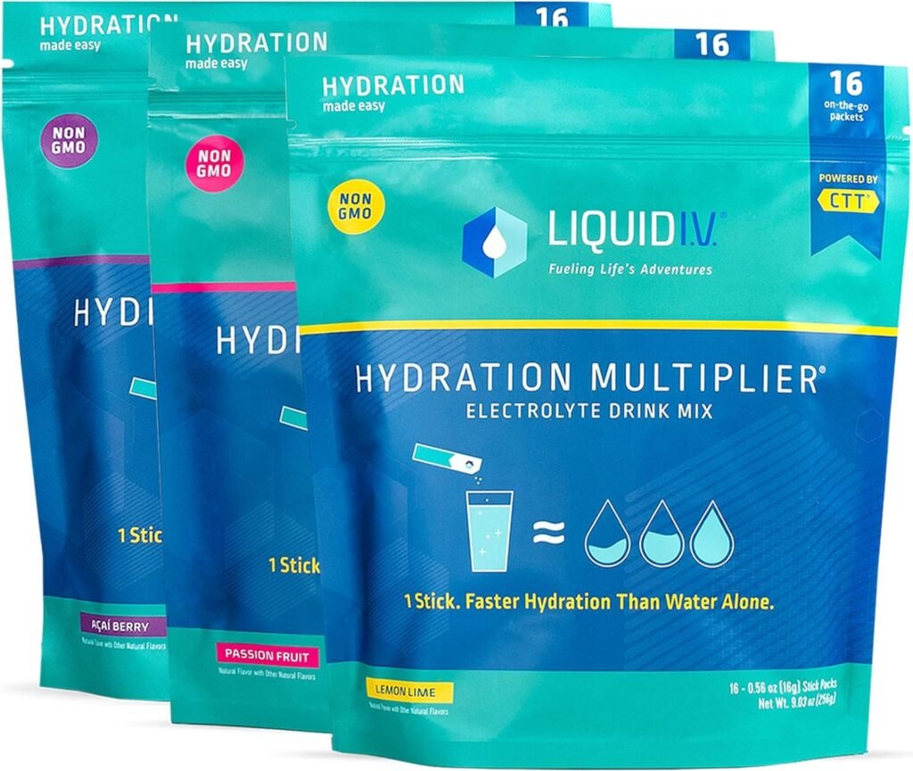 Liquid I.V. Hydration Multiplier - Hydration Hero Bundle - Passion Fruit, Lemon Lime,  Acai Berry - Hydration Powder Packets | Electrolyte Drink Mix | Easy Open Single-Serving Stick | Non-GMO