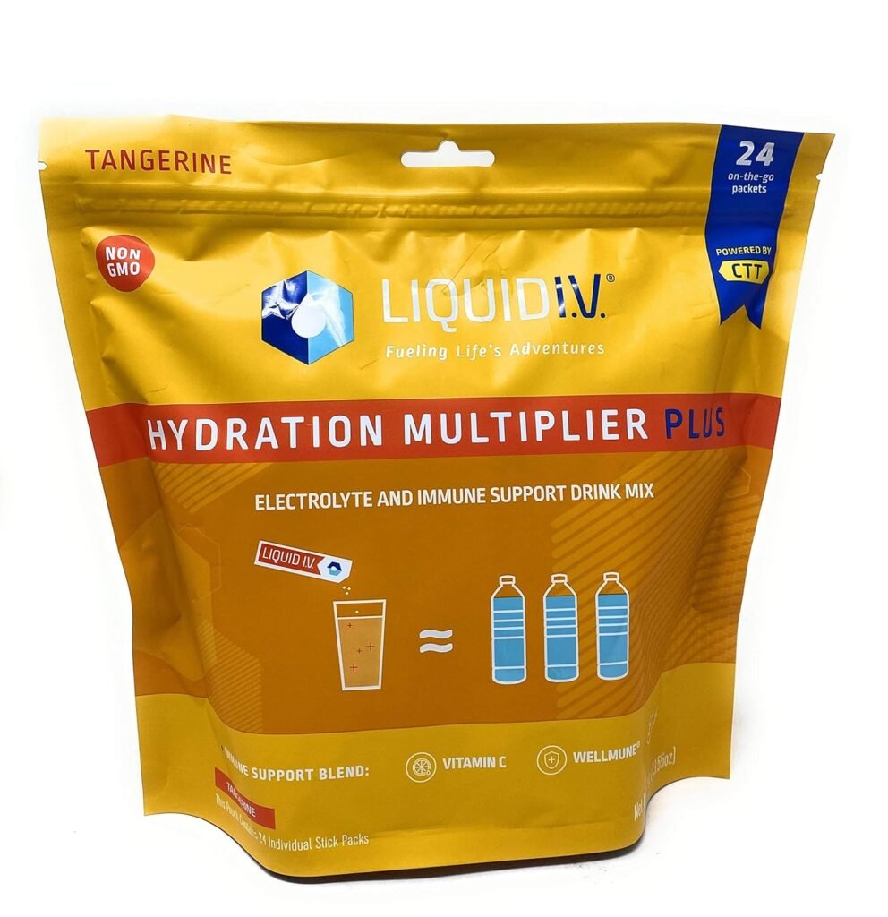 Liquid I.V Hydration Multiplier Plus, Electrolyte Powder, Easy Open Packets, Supplement Drink Mix (Tangerine 24 Packets))