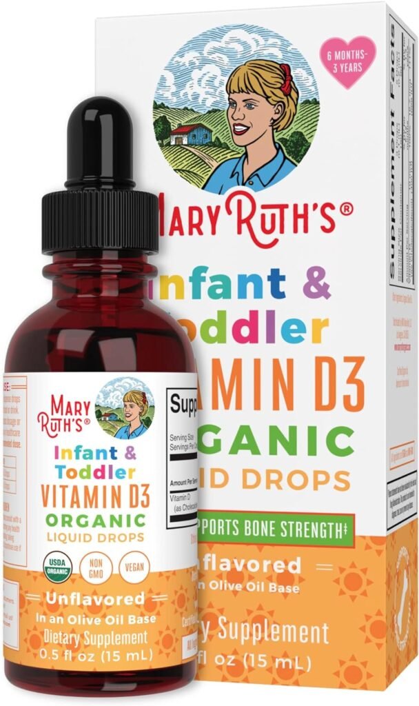 MaryRuths Vitamin D3 Liquid Drops for Infants  Toddler | USDA Organic Liquid Vitamin D Spray for Infants  Toddlers | Immune Support  Bone Health | Vegan | Gluten Free | Non-GMO | 90-150 Servings