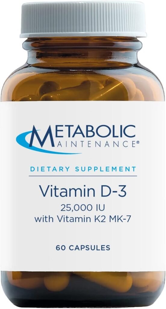 Metabolic Maintenance - Vitamin D-3-25,000 IU + K2, High Potency + Easier Absorption, 60 Capsules