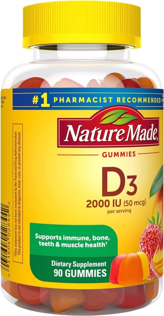 Nature Made Vitamin D3 2000 IU (50 mcg) per serving, Dietary Supplement for Bone, Teeth, Muscle and Immune Health Support, 150 Gummies, 75 Day Supply