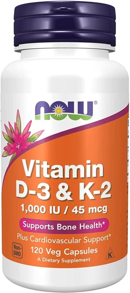 N.Foods Vitamin D-3  K-2 (120 Veg Capsulas) for Healthy Bones  Cardiovascular Support