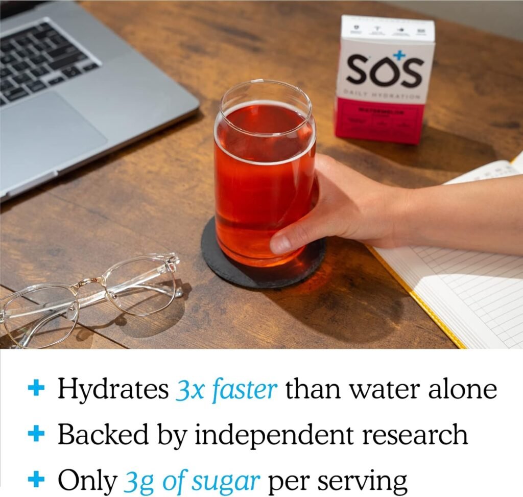 SOS Hydration Electrolyte Powder Drink Mix Packets | Daily Hydration  Energy | Added Essential Vitamins | Low Sugar | 16 Stick Packs (Watermelon  Mixed Berry Bundle)