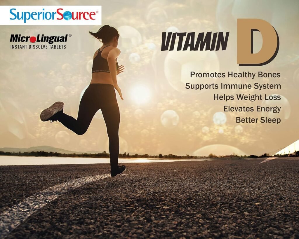 Superior Source Vitamin D3 1000 IU, Quick Dissolve MicroLingual Tablets, 100 Count, Helps Promote Strong Bones and Teeth, Immune Support, Helps Maintain Healthy Muscle Function, Non-GMO