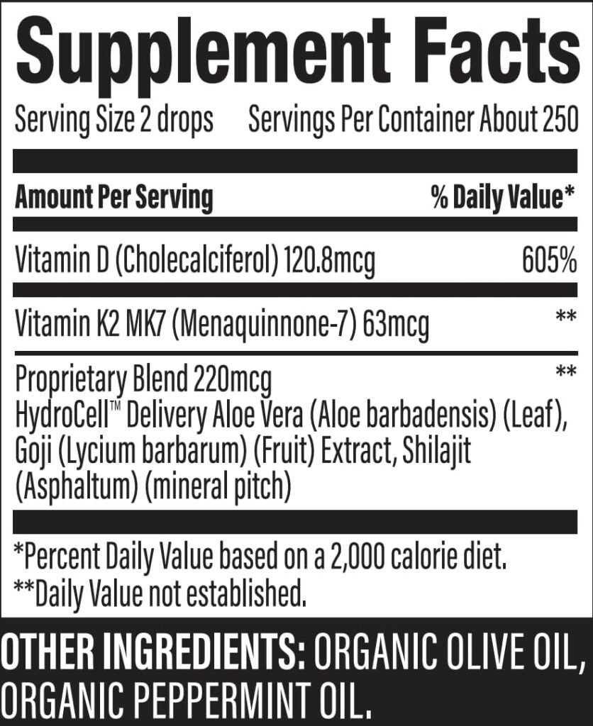 Surthrival: Vitamin D3+K2 Daylight Concentrate, AKA The Sunshine Vitamin, 0.5 oz, Approx. 270 Servings, Supports Immune, Cardiovascular  Bone Health