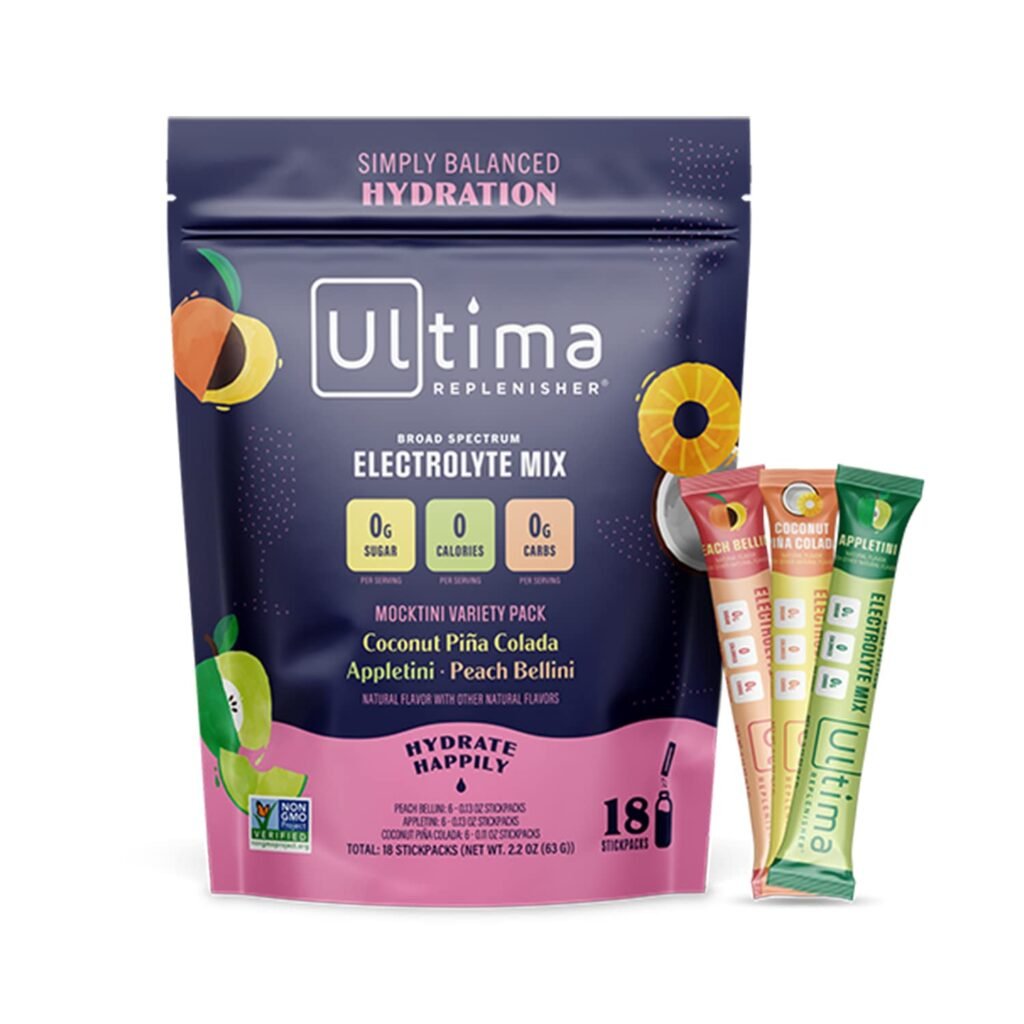 Ultima Replenisher Hydration Electrolyte Packets- 18 Count- Keto  Sugar Free- On the Go Convenience- Feel Replenished, Revitalized- Non-GMO  Vegan Electrolyte Drink Mix- Mocktini Variety