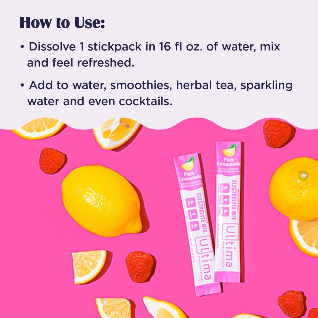 Ultima Replenisher Hydration Electrolyte Powder- Keto  Sugar Free- On The Go Convenience Bundle- Feel Replenished, Revitalized- Lemonade and Pink Lemonade Variety Stickpacks