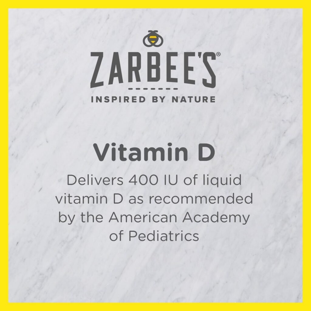 Zarbees Vitamin D Drops for Infants, 400IU (10mcg) Baby  Toddler Liquid Supplement, Newborn  Up, Dropper Syringe Included, Pack of 2 0.47 Fl Oz Bottles